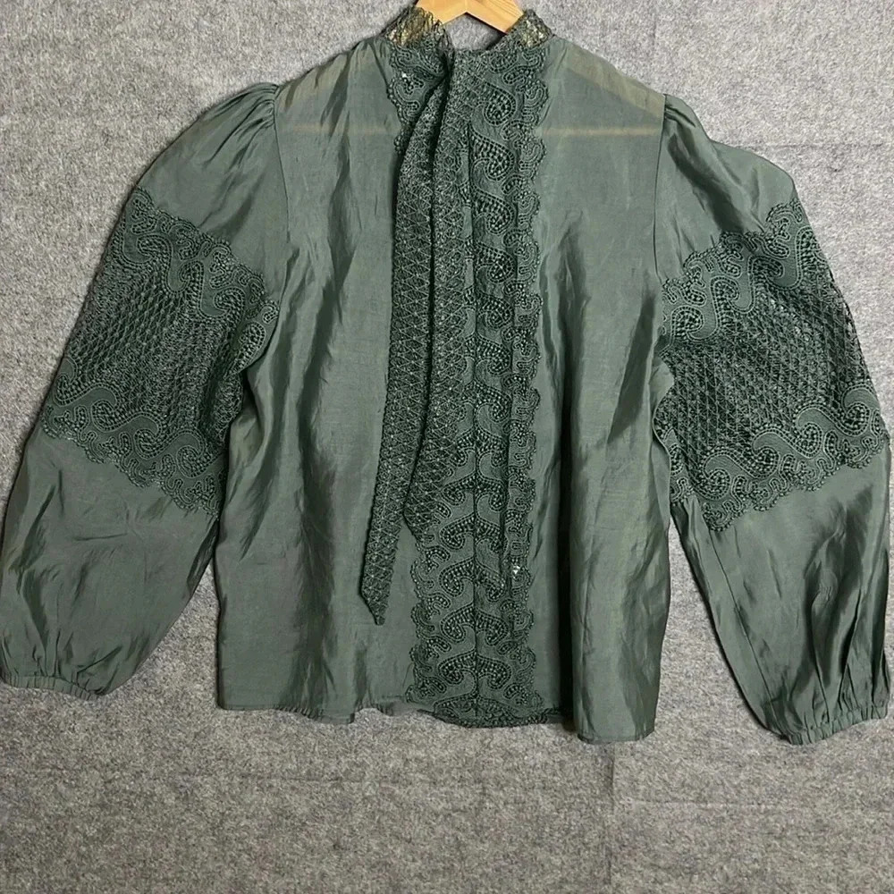 L'Atiste By Amy green Lace Inset Blouse size 1x - Picture 3 of 11